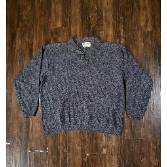 Eddie Bauer Other - Eddie Bauer Pullover Sweater Single Button Men's Size Large Blue/Gray